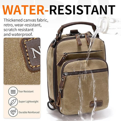 Nerlion Sling Bag for Men Waxed Canvas Crossbody Bag Chest Bag Water Resistant Shoulder Bag Casual Daypack