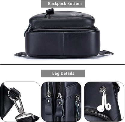 LUKZIJAES Genuine Leather Sling Bag for Men