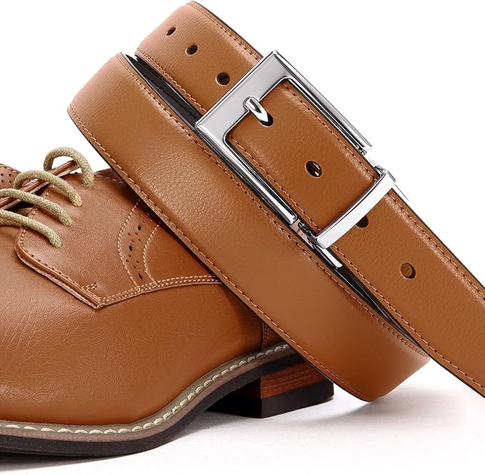 CHAOREN Reversible Belt Men 1 Piece - 1.25" Leather Dress Belt - Trim to Fit for Elegant Style