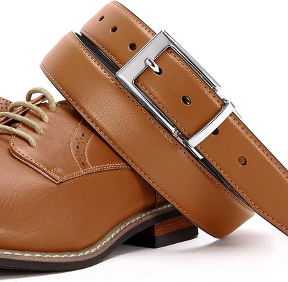 CHAOREN Reversible Belt Men 1 Piece - 1.25" Leather Dress Belt - Trim to Fit for Elegant Style