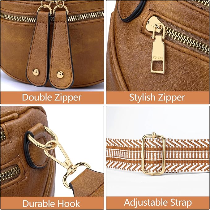 KKXIU Crossbody Sling Bag for Women Trendy Fanny Pack Vegan Leather Chest Bag | Trendy