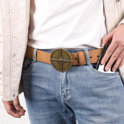 NPET Men's Full Grain Leather Belt Vintage Distressed Style with Snap-On Strap 1 1/2" Wide without Buckle
