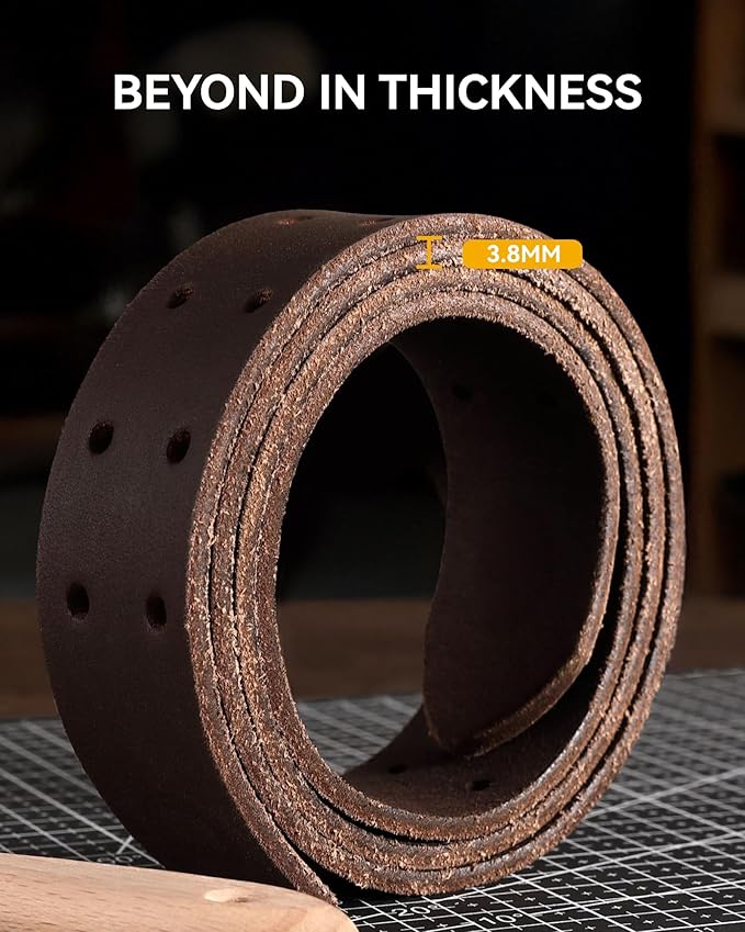 CHAOREN Work Belts for Men Heavy Duty - 1.5" Full Grain Leather Belt Casual - Fully Adjustable, Double Prong