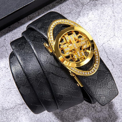Dubulle Designer Mens Belts, Sliding Automatic Buckle Ratchet Dress Belt TOP Genuine Leather Strap Gifts