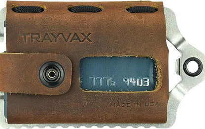 Trayvax Element Wallet, RFID Front Pocket Credit Card Holder with Money Clip, Minimalist Slim Leather Metal Wallet for Men and Women