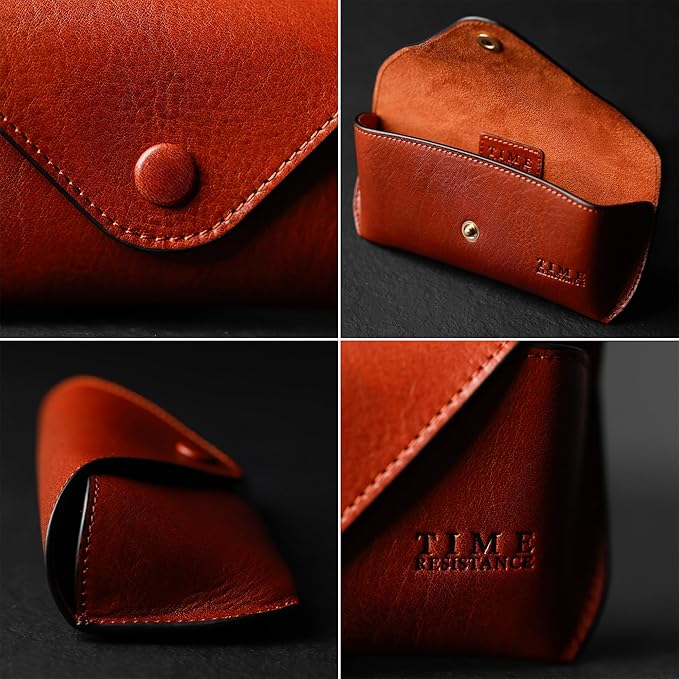 Time Resistance Leather Glasses Case - Hard Shell Leather Eyewear Holder – Sunglasses Case Handmade in Italy