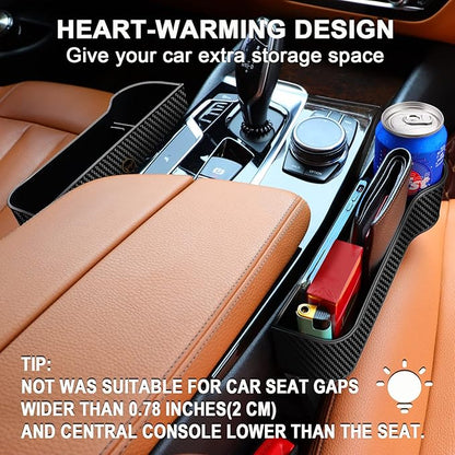 Car Seat Gap Filler Organizer, 2 Pack Multifunctional Auto Console Side Storage Box with Cup Holders 2 Seat Hooks for Drink, Car Organizer Front Seat for Holding Phone, Sunglasses