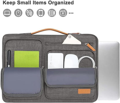 MOSISO 360 Protective Laptop Case 13.3 inch, 13-13.3 inch Laptop Sleeve Compatible with MacBook Air/Pro 13 / Pro 14,HP Dell Acer ASUS,Side Open Carrying Case with 4 Zipper Pockets&Handle, Taupe Gray