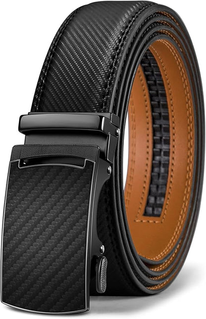 KEMISANT Belt Men, Sliding Ratchet Belt Genuine Leather For Gift Mens Dress Pants Oxfords,Size Adjustable