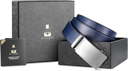 MILORDE Men's Leather Ratchet Belt - 35mm - Customizable Fit