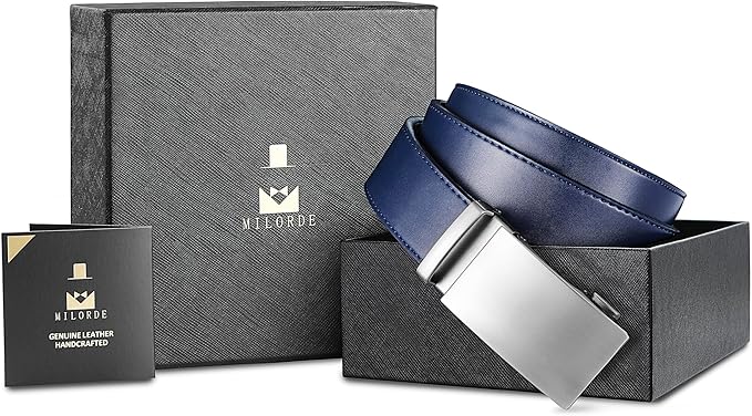 MILORDE Men's Leather Ratchet Belt - 35mm - Customizable Fit