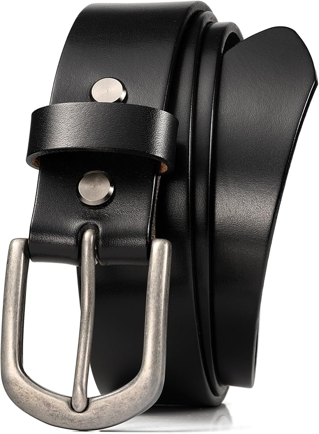 WOLFANT Men's 1.5" Top Full Grain Leather Belt in Gift Box,100% Italian Real Solid Leather