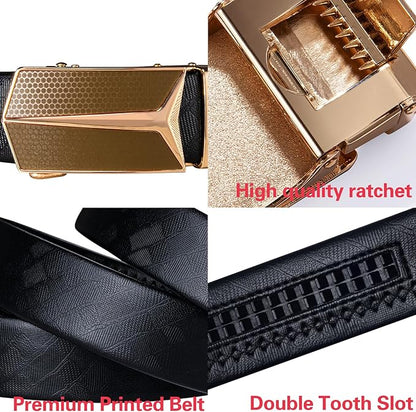 Dubulle Men's Ratchet Belt Gold/Black/Red/Green/Blue/White Automatic Buckle Business Casual Belt Gift - Adjustable Fit