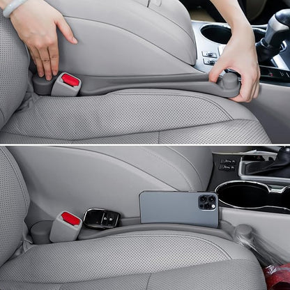 Givifive Car Seat Gap Filler Set of 2, 3IN1 Seat Side Gap Filler Plug with Storage Slot & Hook Function, Soft Foam Universal Fit Car SUV Truck Fill Gap Between Seats Console Organizer（Standard Gray）