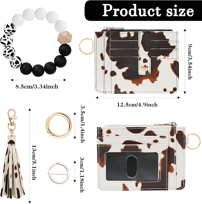 KNGITRYI Wallet Keychain Wristlet for Women,Slim RFID Credit Card Holder Purse Tassel Keychain Bangle Key Ring for Men Women