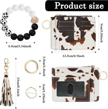 KNGITRYI Wallet Keychain Wristlet for Women,Slim RFID Credit Card Holder Purse Tassel Keychain Bangle Key Ring for Men Women