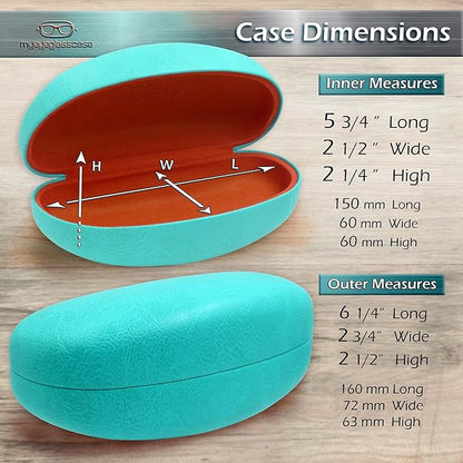 MyEyeglassCase® Large Hard Sunglasses Case | fits Large curved Sunglasses, with microfiber bag and cleaning cloth