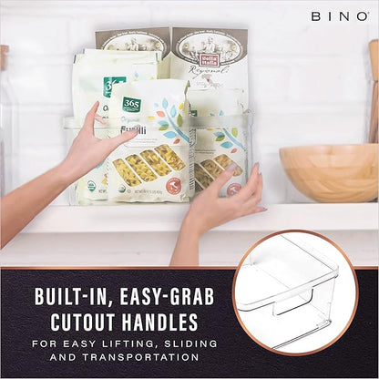 BINO | Plastic Storage Bins, Medium - 2 Pack | THE LUCID COLLECTION | Multi-Use Built-In Handles | BPA-Free | Clear Storage Containers | Fridge Organizer | Pantry & Home Organization