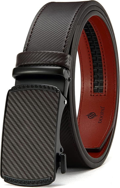 DOOPAI Belt Men, Ratchet Dress Adjustable 1 3/8" Sliding Leather Designer, Size Length Can be Cut, with Gift Box