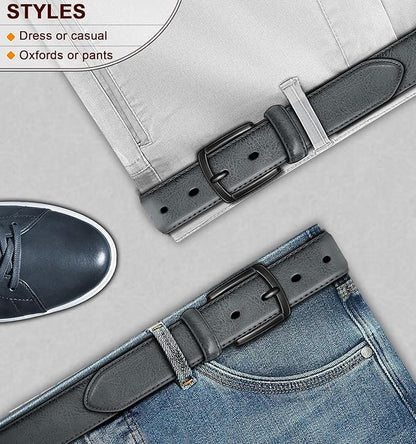 KEMISANT Men Belt-Genuine Leather Belt for Men Dress Casual Golf Jeans 1 3/8"