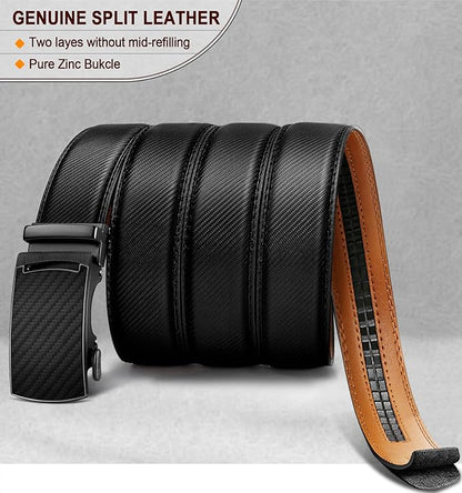 KEMISANT Belt Men, Sliding Ratchet Belt Genuine Leather For Gift Mens Dress Pants Oxfords,Size Adjustable