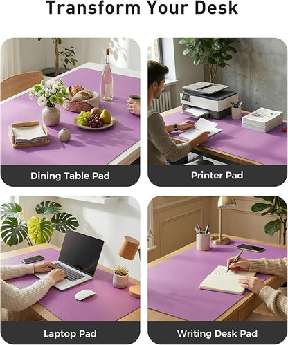 Aothia Faux Leather Desk Mat - Large Mouse Pad, Non-Slip PU Leather Blotter, Waterproof Writing Surface for Office and Home (Iris Violet, 42" x 17")
