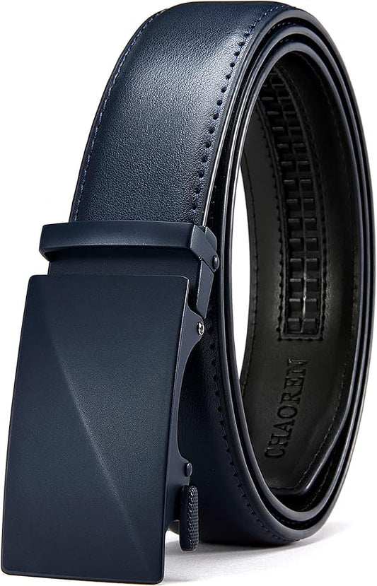 CHAOREN Mens Belt - Mens Ratchet Belt Leather 1 3/8" for Dress Pant - Micro Adjustable Belt Fit Everywhere