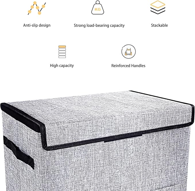Leffis Comic Book Storage, Box 15.5" X 7.5" X 11.3", Collapsible Comic Short Box with Lids Holds 150 Comics Heavy Duty Comic Book Bin Container (1 pack, grey)
