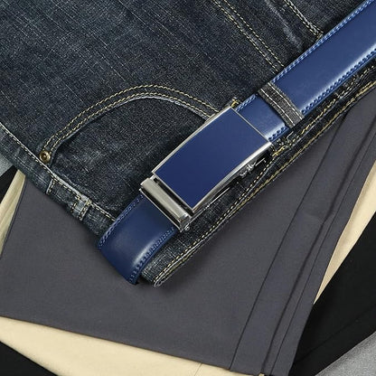 Founders & C Men's Ratchet Belt 1 3/8",Leather Dress Belt Adjustable with Click Sliding Buckle Trim to Exact Fit
