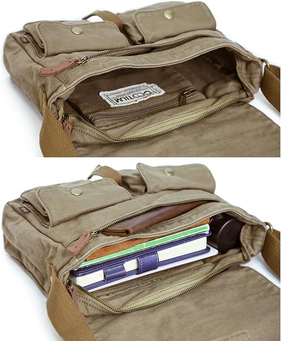 Gootium Canvas Messenger Bag - Vintage Crossbody Shoulder Bag Military Satchel