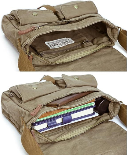 Gootium Canvas Messenger Bag - Vintage Crossbody Shoulder Bag Military Satchel