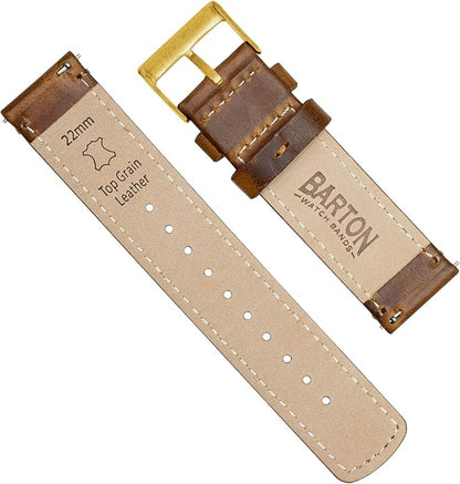 BARTON WATCH BANDS - Top Grain Leather Watch Bands Compatible with Apple Watch Models - 1, 2, 3, 4, 5, 6, 7, 8, 9, 10, SE, Ultra & Ultra 2