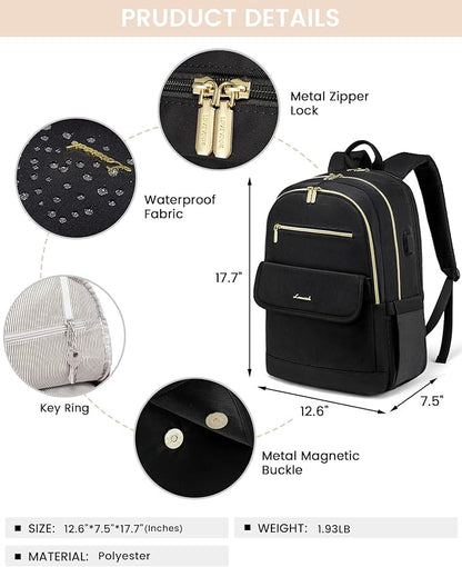 LOVEVOOK Laptop Backpack for Women,15.6 Inch Fashion Travel Backpack with USB,Large Capacity Backpack Purse,Water-resistant fits College Work Business Travel