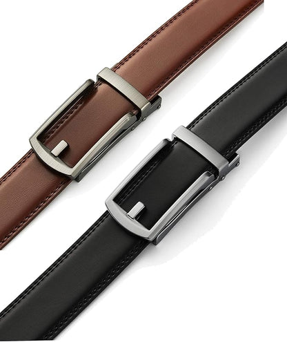 CHAOREN Click Belt for Men 2 Pack - Mens Dress Belt 1 1/4" in Packing Box - Design Belt Meet Almost Any Outfit and Occasion