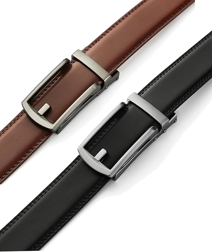 CHAOREN Click Belt for Men 2 Pack - Mens Dress Belt 1 1/4" in Packing Box - Design Belt Meet Almost Any Outfit and Occasion