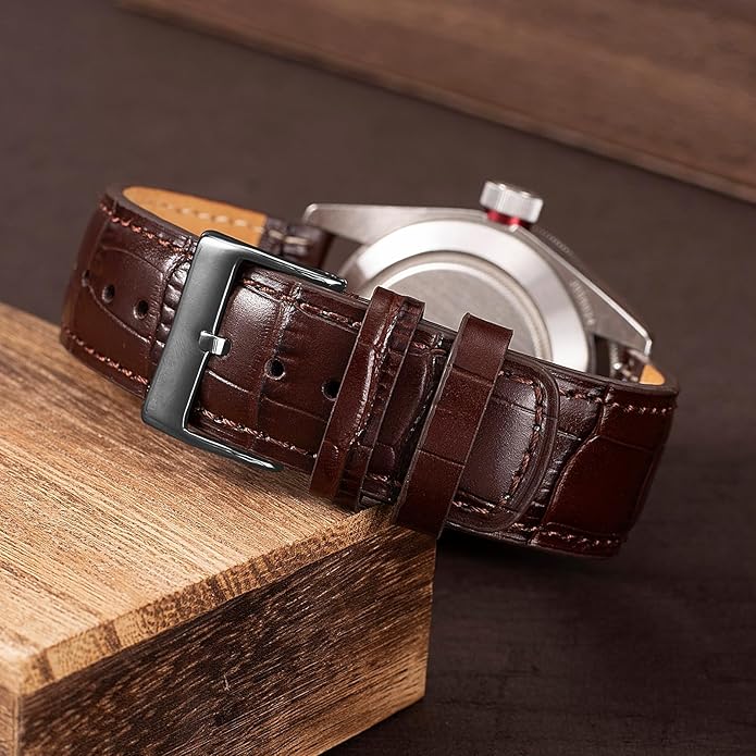 SEURE Quick Release Watch Band,Top Genuine Leather Watch Straps 19mm 20mm 21mm 22mm 24mm for Men and Women