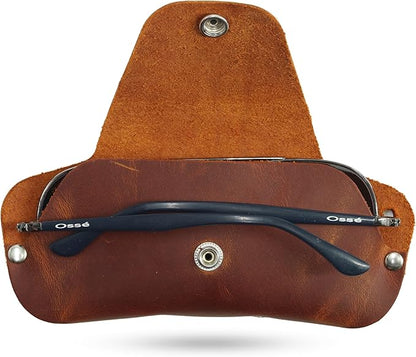 Toprank Leather Eyeglass Case - Handmade Slim Sunglasses Holder, Genuine and Universal Fit for Men and Women
