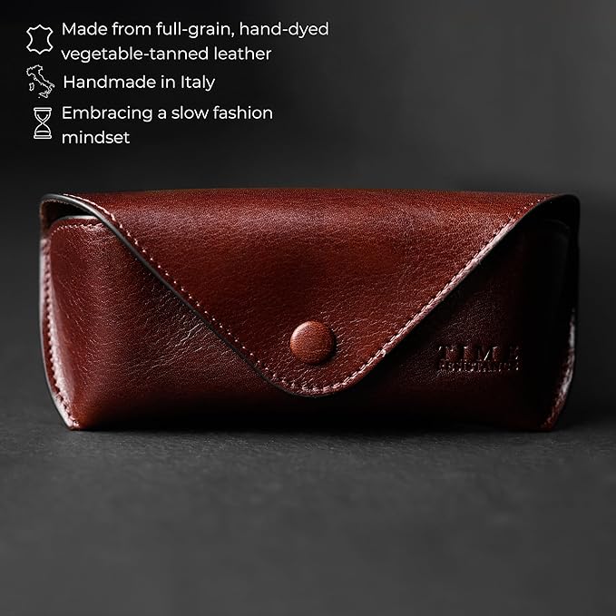Time Resistance Leather Glasses Case - Hard Shell Leather Eyewear Holder – Sunglasses Case Handmade in Italy