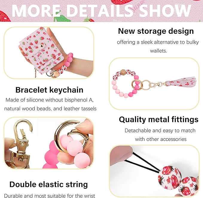 KNGITRYI Wallet Keychain Wristlet for Women,Slim RFID Credit Card Holder Purse Tassel Keychain Bangle Key Ring for Men Women