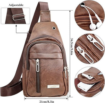 QuneusHot 2Pcs Sling Bags for Crossbody Small Leather Backpack Anti Theft Casual Chest Bag Travel Hiking for Men Women