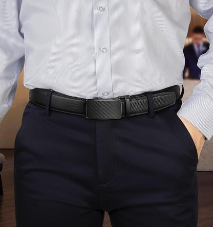KEMISANT Men Belt Ratchet Click Belt Genuine Leather Adjustable For Men Golf Dress Casual Jeans 1 3/8-Cut For Fit