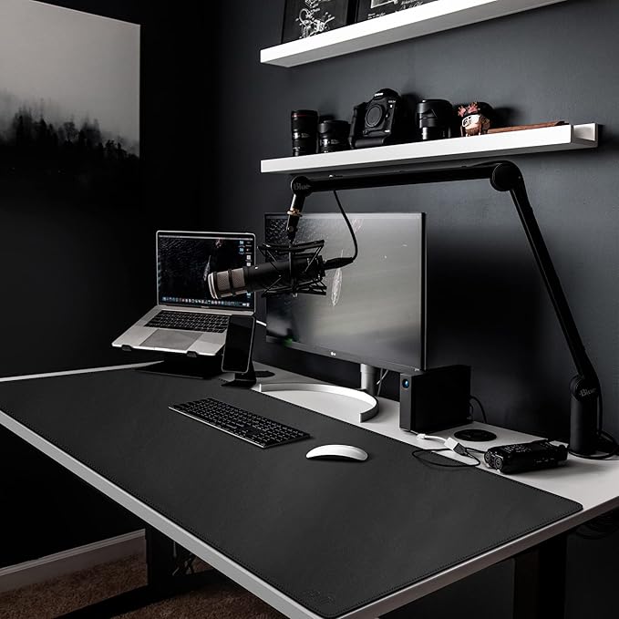 Cacoy 59" x 27.5" Desk Mat for Home Office, Large PU Leather Desk Pad Blotter, Waterproof Keyboard Mat Cover, Extended Writing Mouse Pad, Desk Protector and Accessories for Laptop and Computer, Black