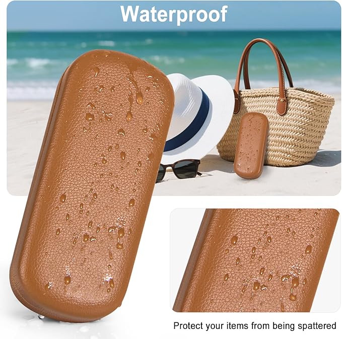 RayLove Glasses Case Hard Shell Eyeglass Case with Cleaning Cloth, PU Leather Protective Eye Glass Cases Fits Most Sunglasses
