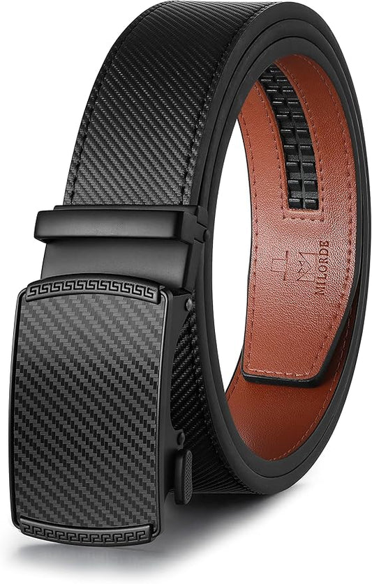 MILORDE Men's Leather Ratchet Belt - 35mm - Customizable Fit