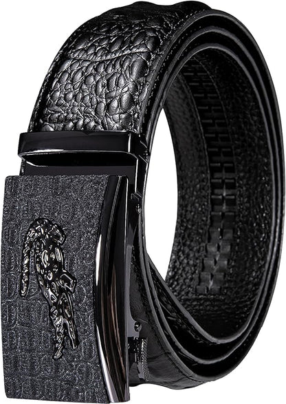 Barry.Wang Mens Belts Leather Ratchet Automatic Buckle Slide Click 1 3/8" Designer Dress Fashion Classic Casual Work Business