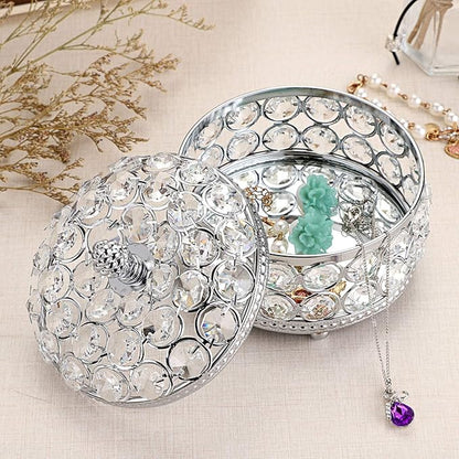 Hipiwe Crystal Mirrored Jewelry Box - Jewelry Trinket Organizer Treasure Box Home Decor Ring Earrings Necklace Storage Holder Chest Keepsake Box,Birthday Christmas Gift for Women, Large