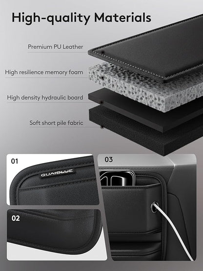 Car Seat Gap Filler with Sun Visor Organizer, Leather Seat Gap Organizer for Phone, Cards, Keys and Sunglasses, Front Seat Storage for Most Cars, SUVs and Trucks