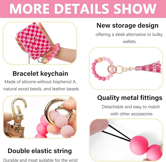 KNGITRYI Wallet Keychain Wristlet for Women,Slim RFID Credit Card Holder Purse Tassel Keychain Bangle Key Ring for Men Women