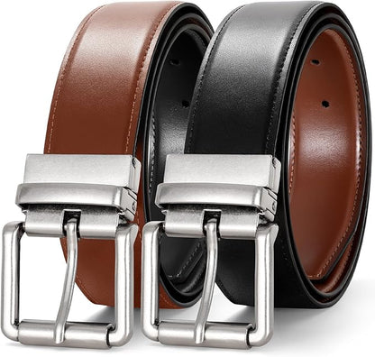 JASGOOD Men's Belt, Reversible Leather Belts for Men for Dress Pants, One Reverse For 2 Sides Casual Belt
