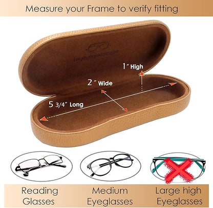 MyEyeglassCase Hard Shell Glasses case, Medium Eyeglasses Holder, Easy Open Lip for Men Women, Portable Sleeve Pouch & Cloth